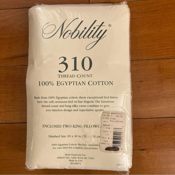 New Nobility Egyptian Cotton 310 thread count king Pillowcases - white - Picture 3 of 5